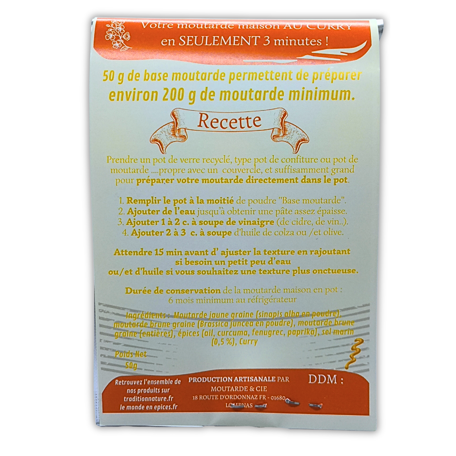 Moutarde maison au curry | Lot de 12 sachets 50g – Image 3